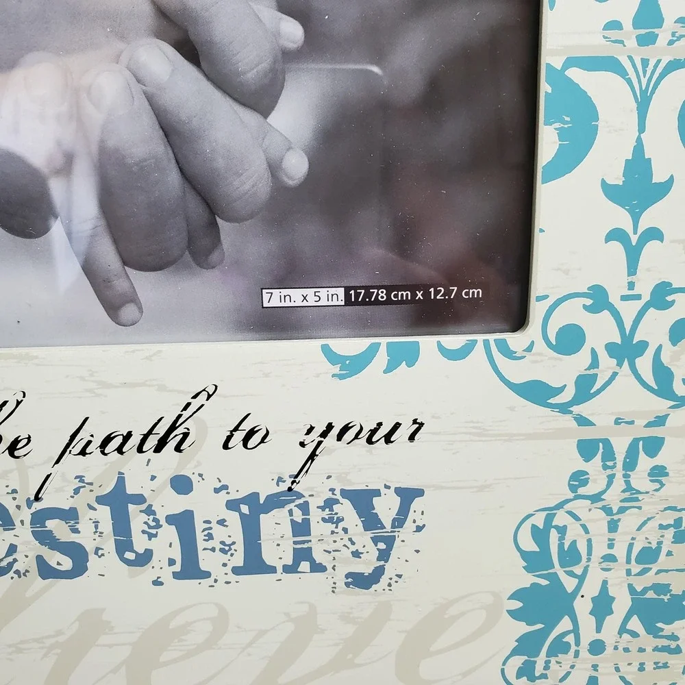 Schurman Retail Group Faith Destiny Teal Damask Wood 5x7 Picture Frame 10x10
